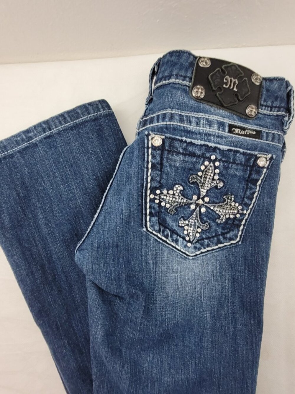 Miss Me Jeans Womens 28 Low Rise Boot Cut Western Stretch JP5342B Vintage - Picture 13 of 16